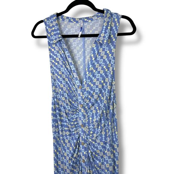 Free People Shayla Collared Retro V-Neck Racer Back Wide Leg Halter Jumpsuit - Picture 5 of 13